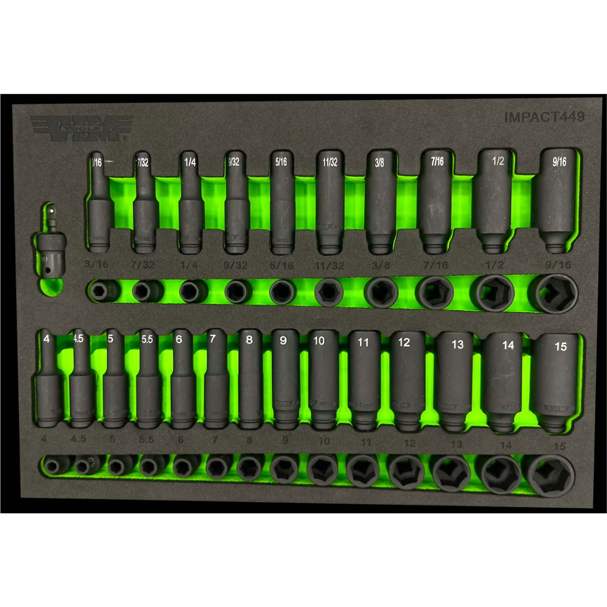 VIM Tools 1/4in. Drive Master Impact Socket Set — 49 Pcs, Metric and SAE, Cr-Mo Steel, Model# VIMIMPACT449